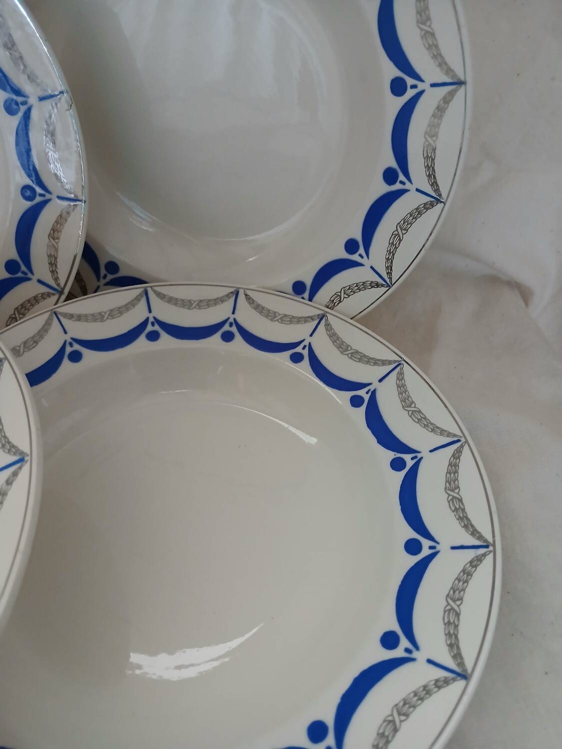 6 antique soup plates from Digoin and Sarreguemines