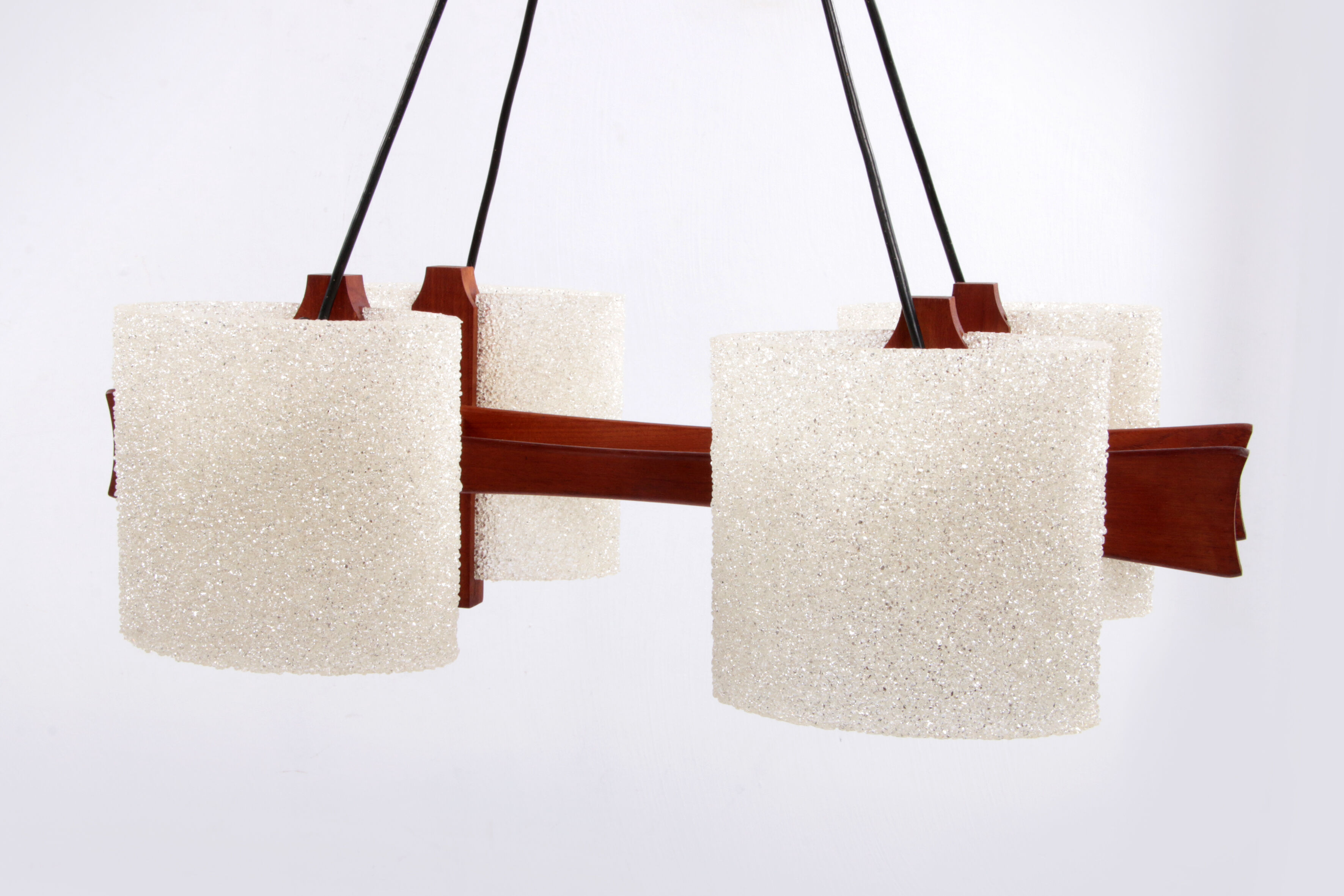 Scandinavian pendant light with resin caps, 1960