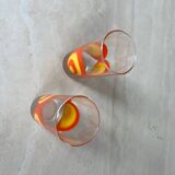 Verres à eau seventies orange et jaune