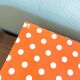 Vinyl storage cube - orange with white polka dots