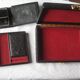 Box a bijoux ancien leather on wood satin interior and red velvet, with compartment