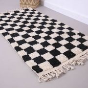 Moroccan Handmade Beni Ourain Rug 95 x 177 cm - Checkered Berber Runner rug