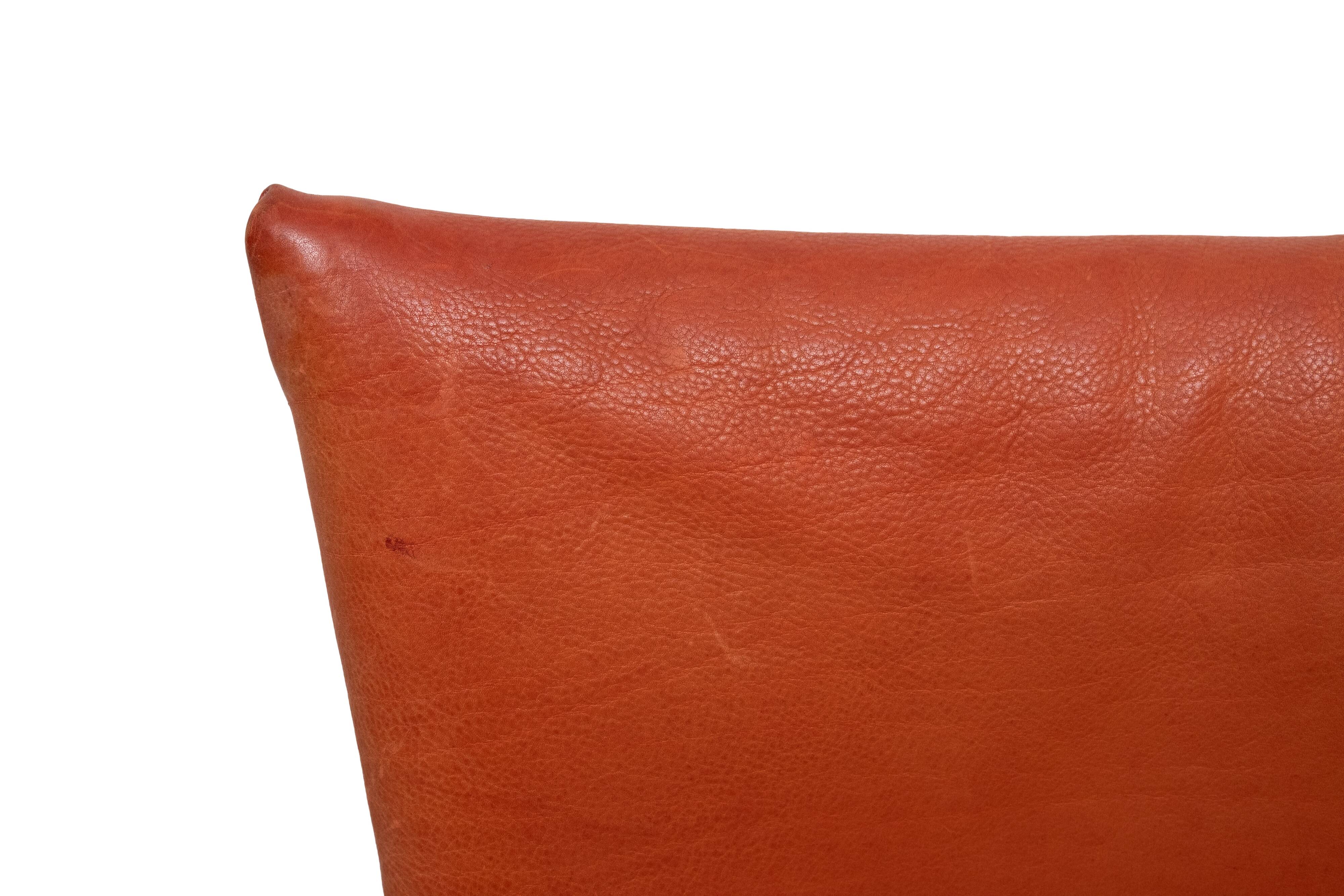Gerard van der Berg Orange Leather Skirt Arm Chair 1980s