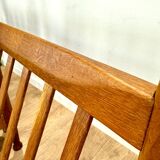 Pair of wooden and straw armchairs