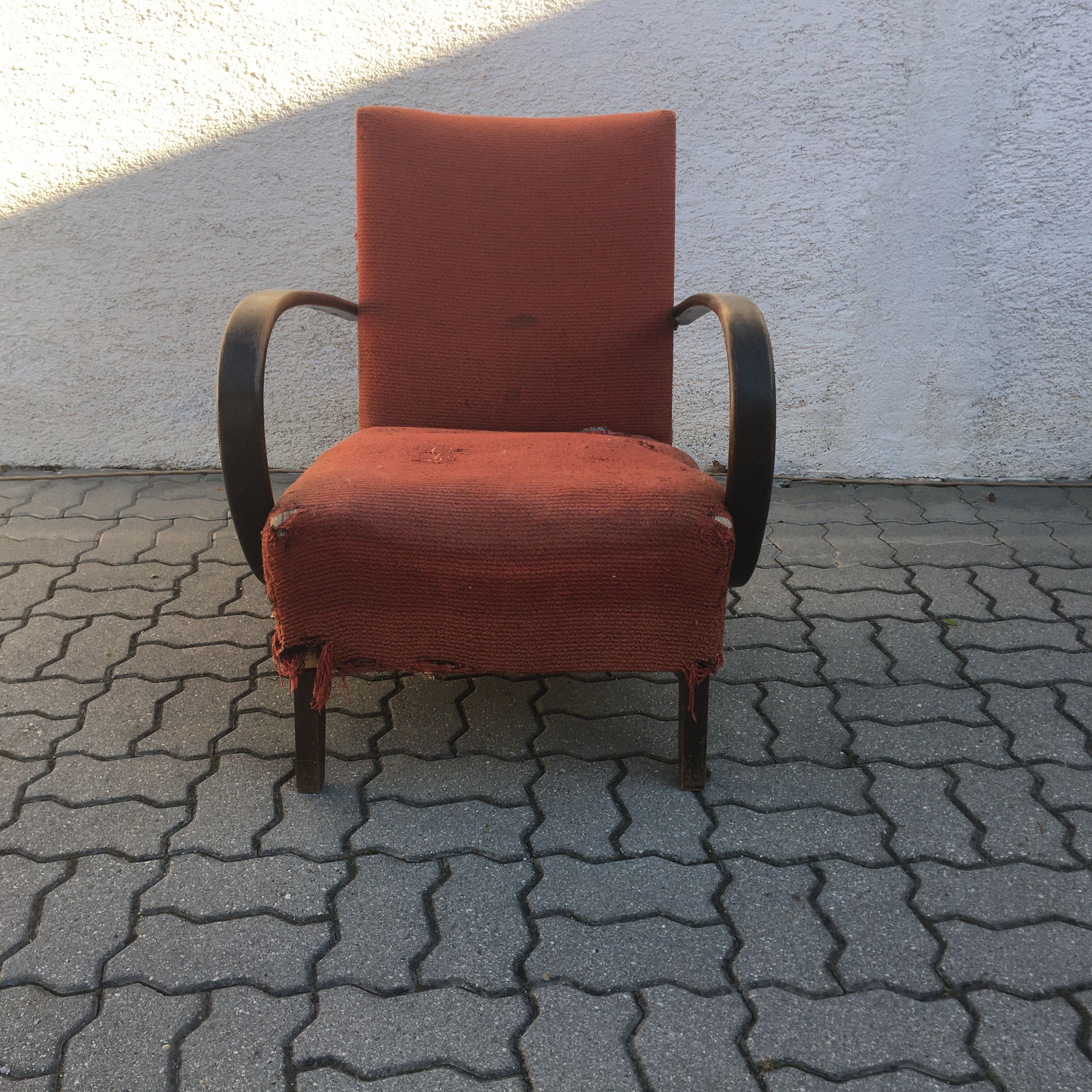 Jindrich Halabala h-410 lounge chair Up Závody 30s wood art deco