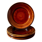 Vintage set of 6 honey brown flat plates from Lunéville.