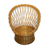 Fauteuil corbeille en rotin tressé, années 60/70