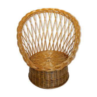 Armchair woven rattan basket, 60-70 years