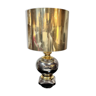 Gilded ceramic lamp, Italy, 1970