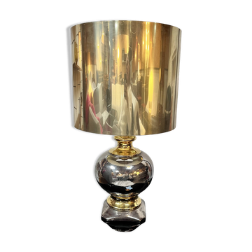 Gilded ceramic lamp, Italy, 1970