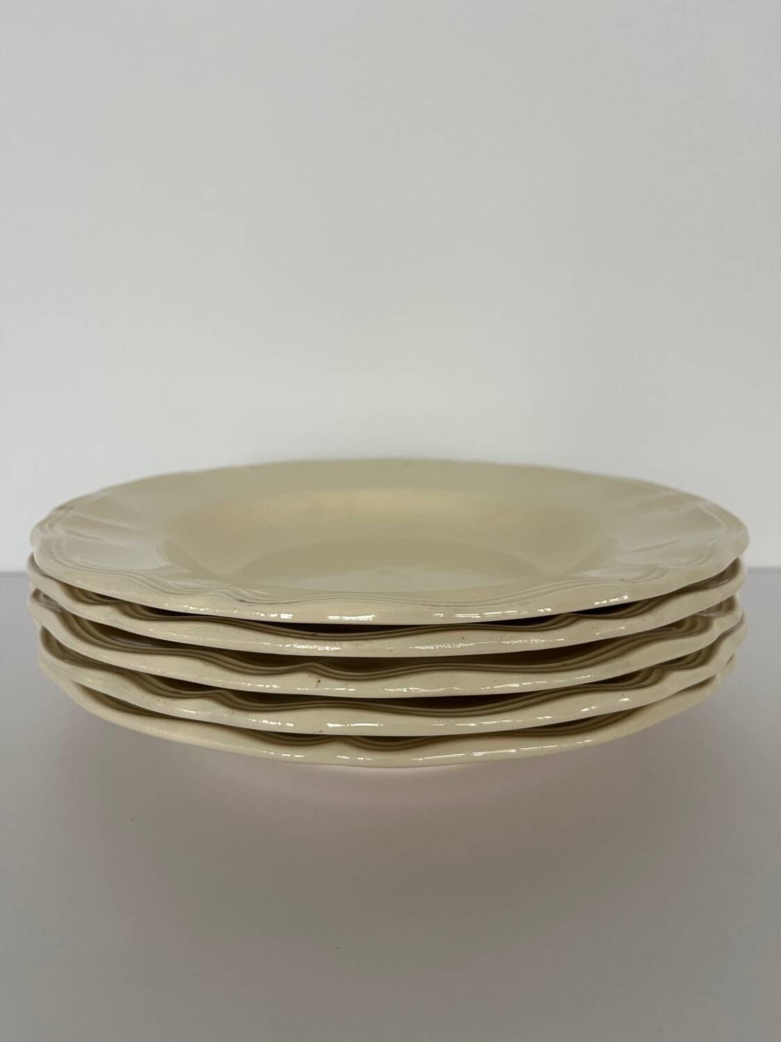 Ivory fluted deep plates Sarreguemines