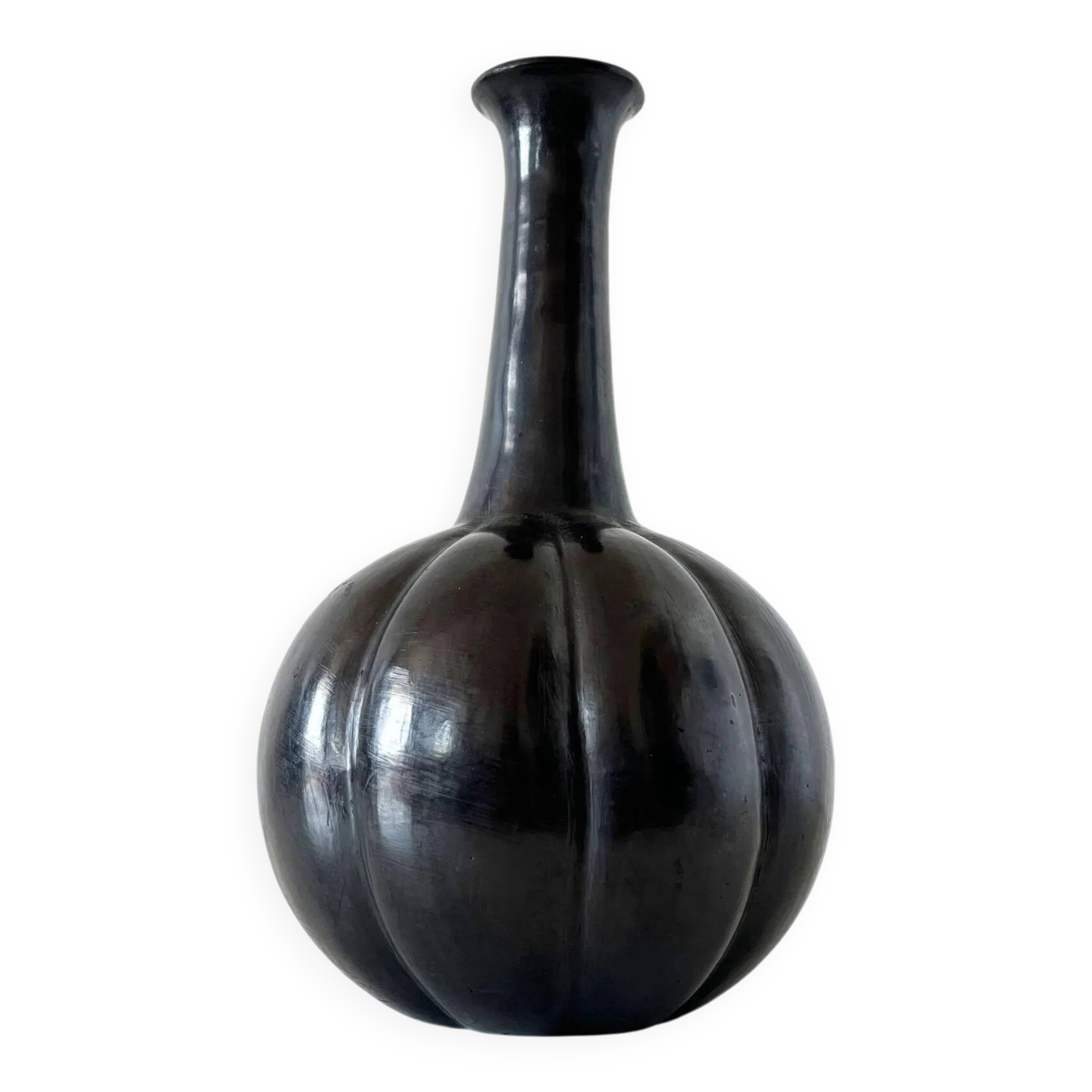 Vase céramique émail noir 1950