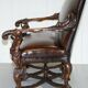 Carved Walnut Baroque Venetian Bench with Leather
