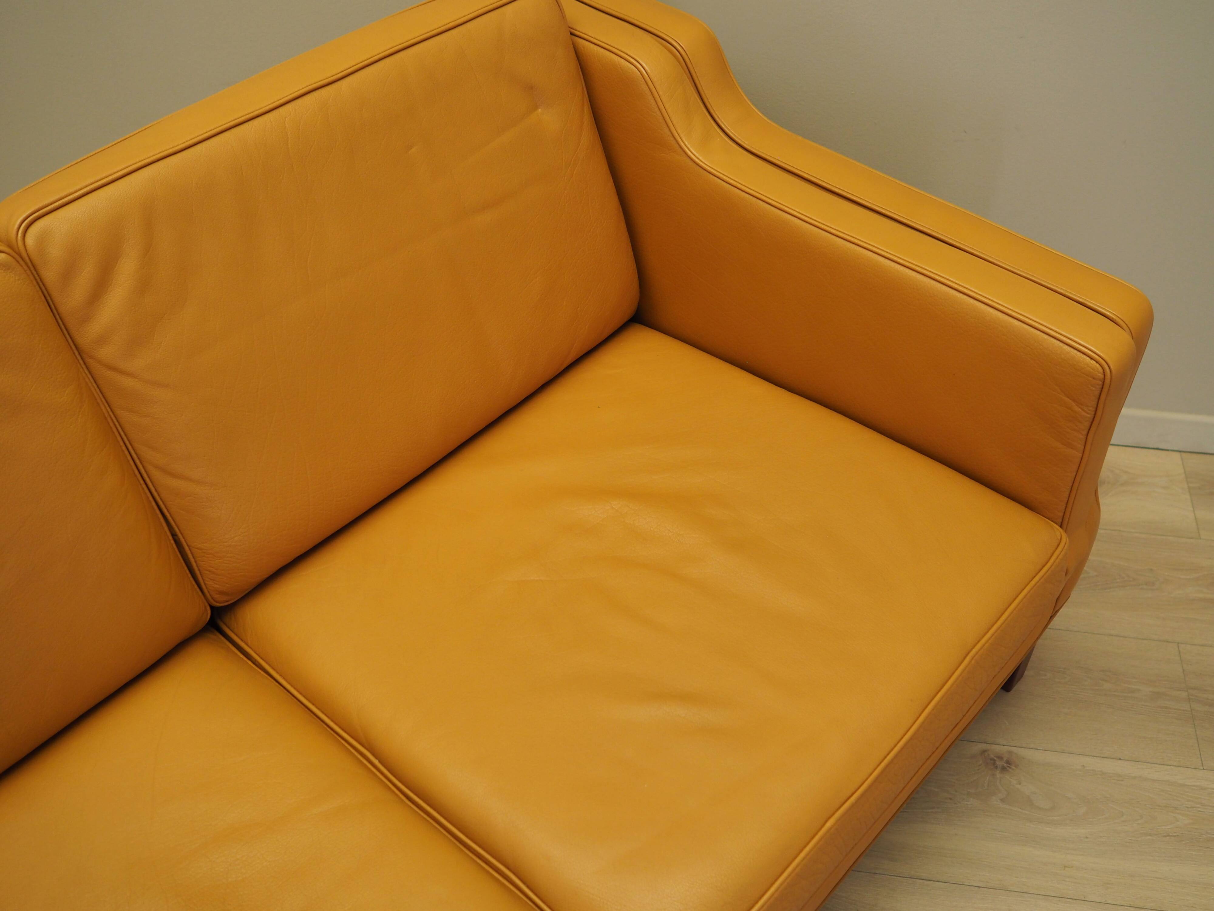Orange leather sofa, Danish design, 1970s, production: Denmark