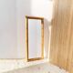 Miroir mural en bois de bambou XL en teinte miel naturel, fabriqué en Italie, vintage des années 1940, style mid-century.