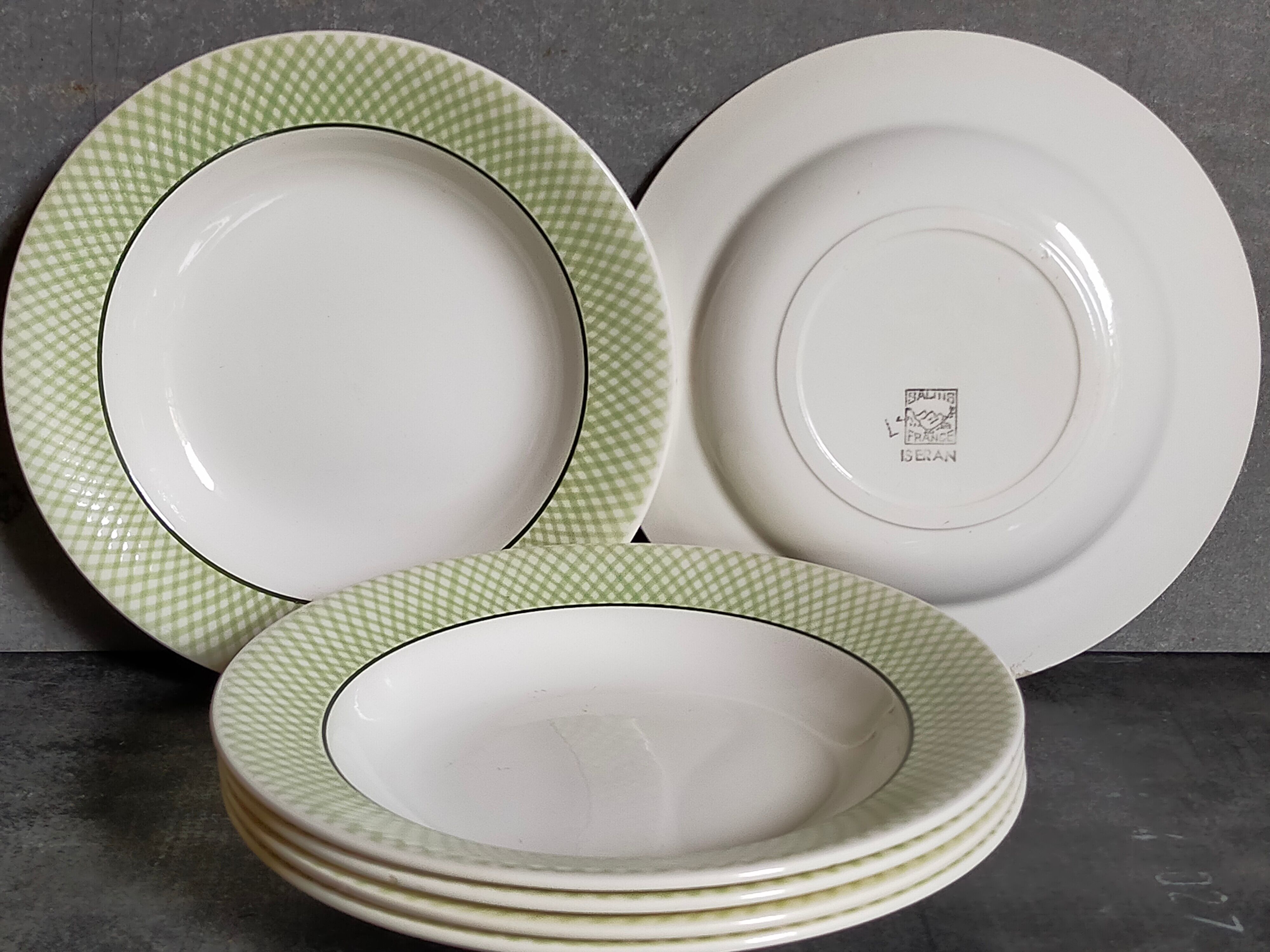 Six assiettes faïence de salins service "iseran" années 50