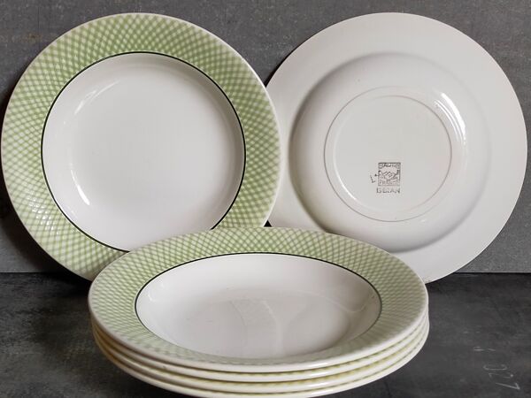 Six assiettes faïence de salins service ''iseran'' années 50