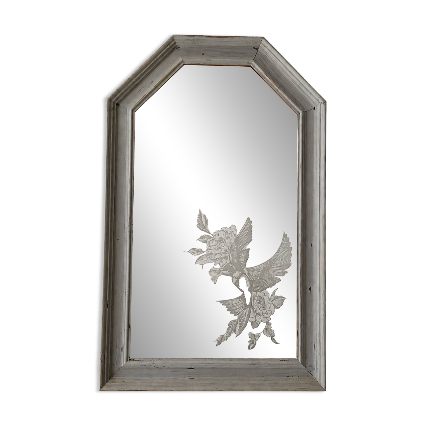 Antique hand-engraved mirror – Unique piece