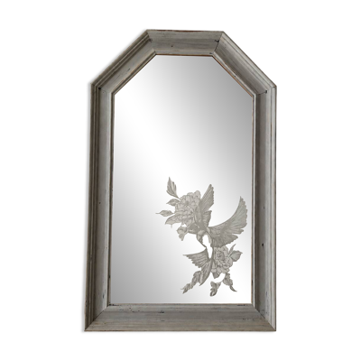 Miroir ancien gravé à la main – Pièce unique