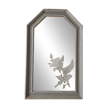Miroir ancien gravé à la main – Pièce unique