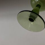 Set of 5 XL tulip-shaped blown rosemary green glasses
