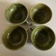 4 green glazed earthenware bowls with handles from Biot, 1960