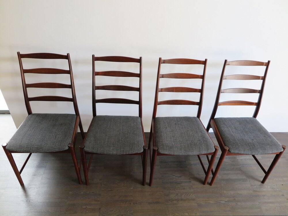 Set of Danish Dark Wood Dining Chairs by Arne Vodder, 1960s