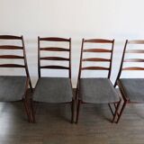Set of Danish Dark Wood Dining Chairs by Arne Vodder, 1960s