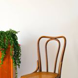 Set of 3 bistro chairs in wood and canework signed J. Kohn, Made in Austria, 20th century