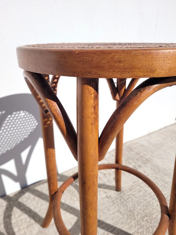 Ancien tabouret bas bistrot canné