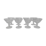 8 coupes à champagne anciennes en cristal taillé Talleyrand Baccarat 1930