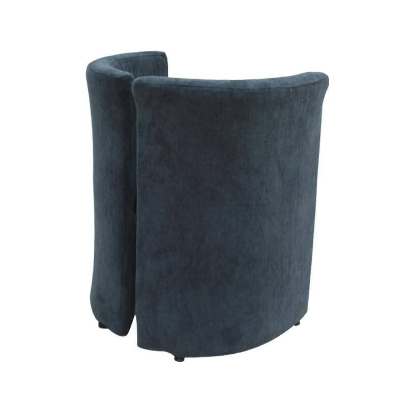 Mid Century Modern Italian Curved Chairs in Blue Velvet, Set of Six