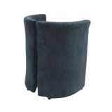 Mid Century Modern Italian Curved Chairs in Blue Velvet, Set of Six