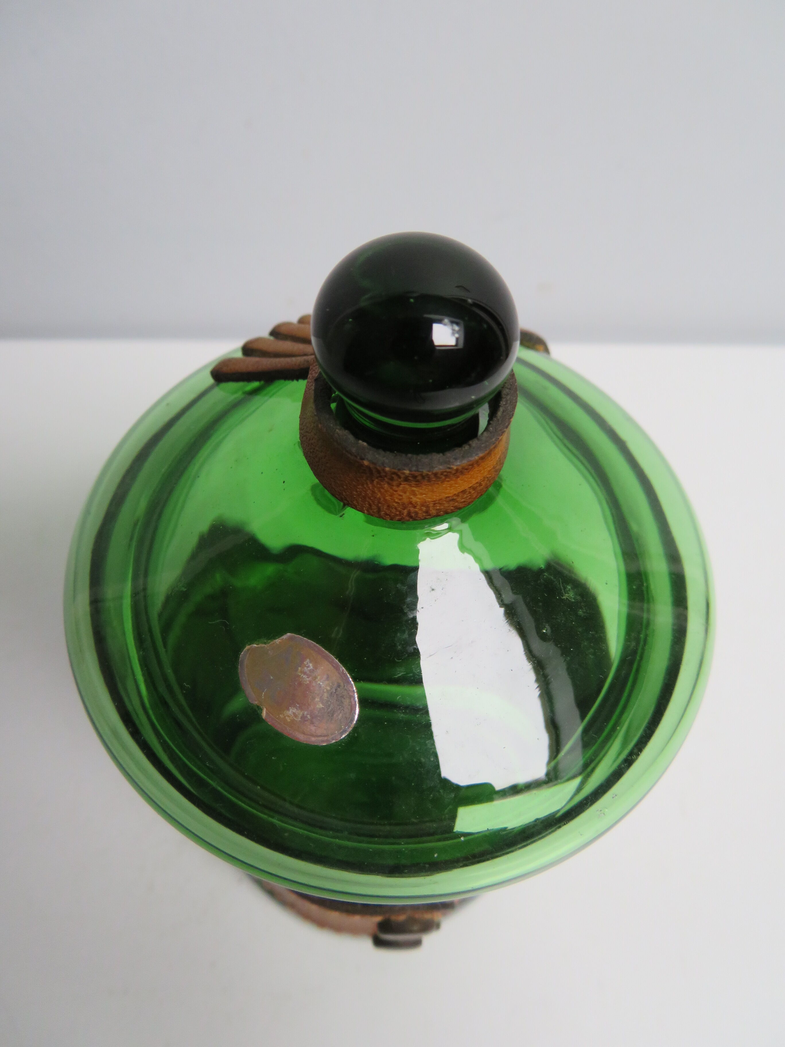 Vintage green glass bathroom container