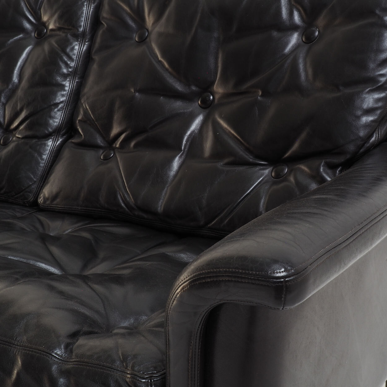 Black leather sofa