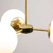 Mid-Century Modern Italian Chandelier in Brass and Opaline Glass, 1960s