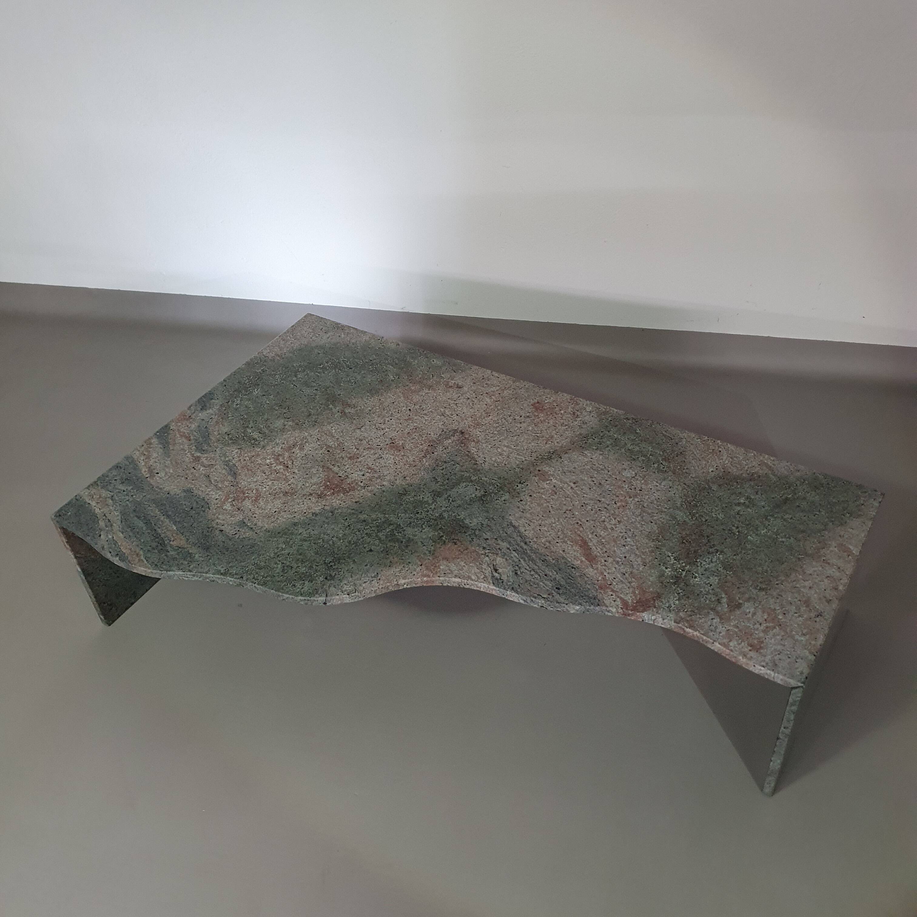 Free form granite coffee table graduated wavy front. Holland '70