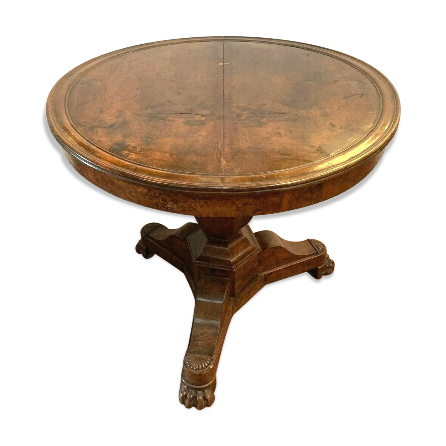 Walnut tripod guerin and walnut veneer Feet claws Solid Plateau