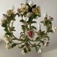 Vintage Italian chandelier in porcelain and tin from the 1950s.