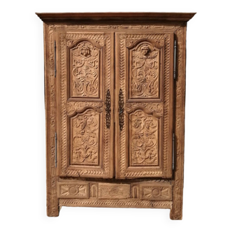 oak and chestnut cabinet, richly decorated 18th century