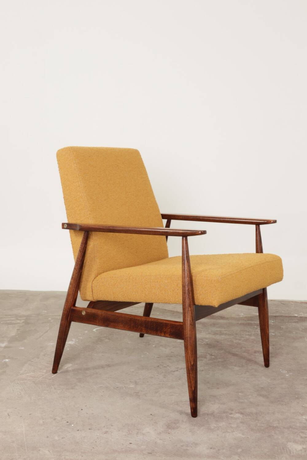 Lounge Chair Vintage Turmeric Yellow Boucle,  Mid Century Design, 1960