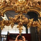 Large Napoleon III Mirror in Gilded Wood with Putti and Mascaron
