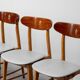Vintage dining table set with 6 wooden chairs from the 1960s modernism