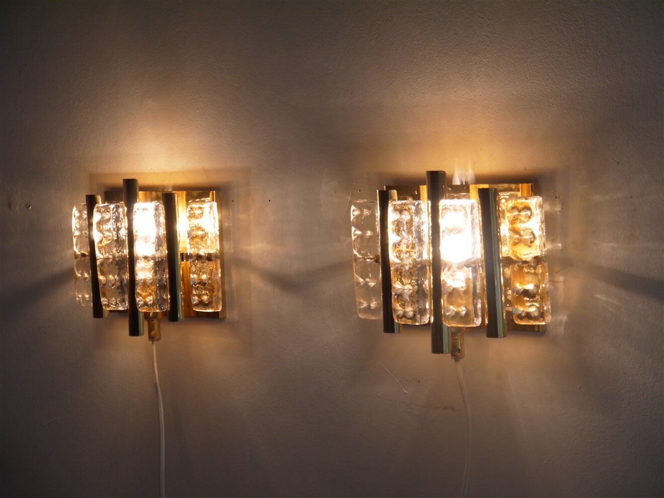 Crystal and brass sconces by Carl Fagerlund 1970