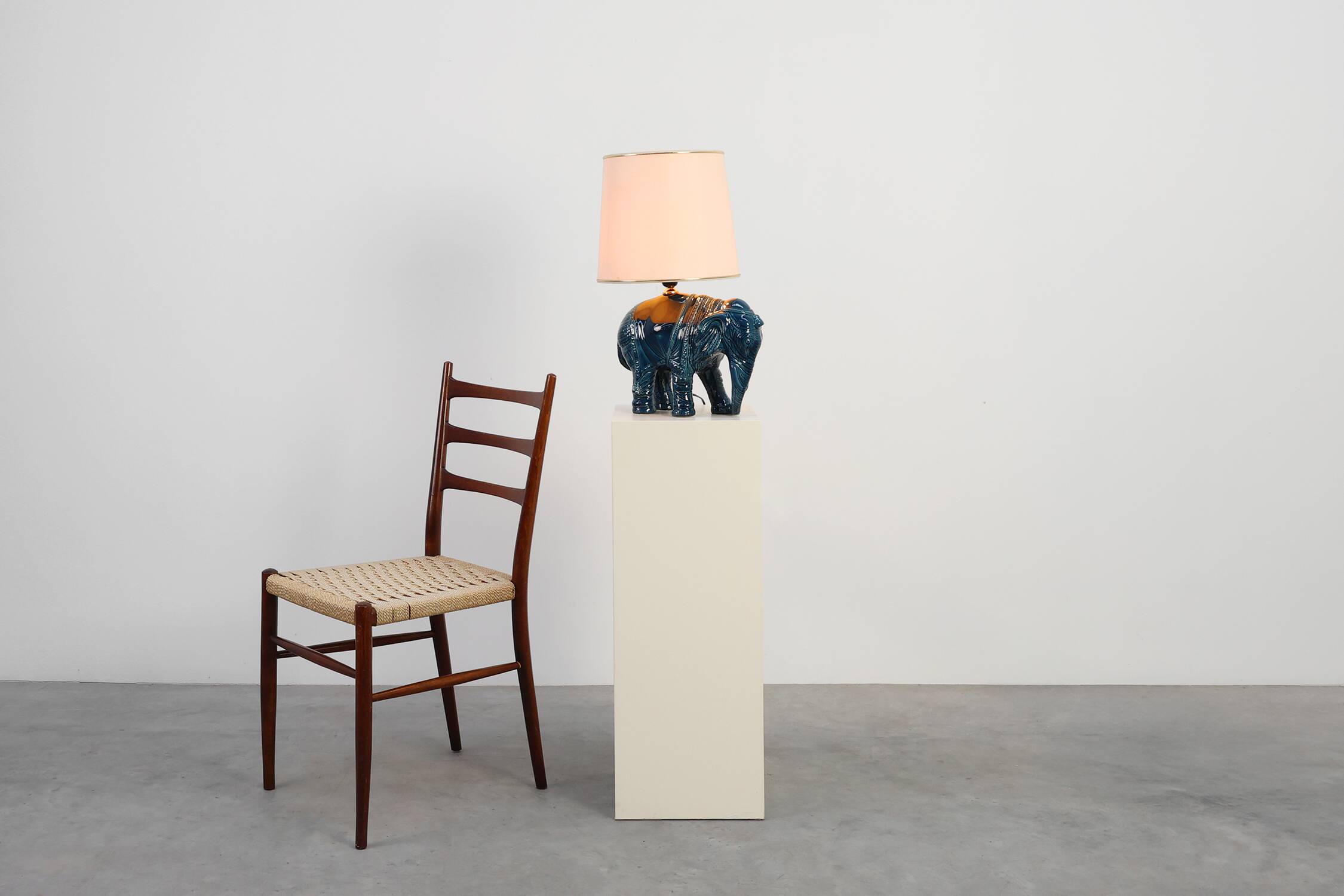 Hollywood Regency blue elephant ceramic table lamp, Belgium 1970s