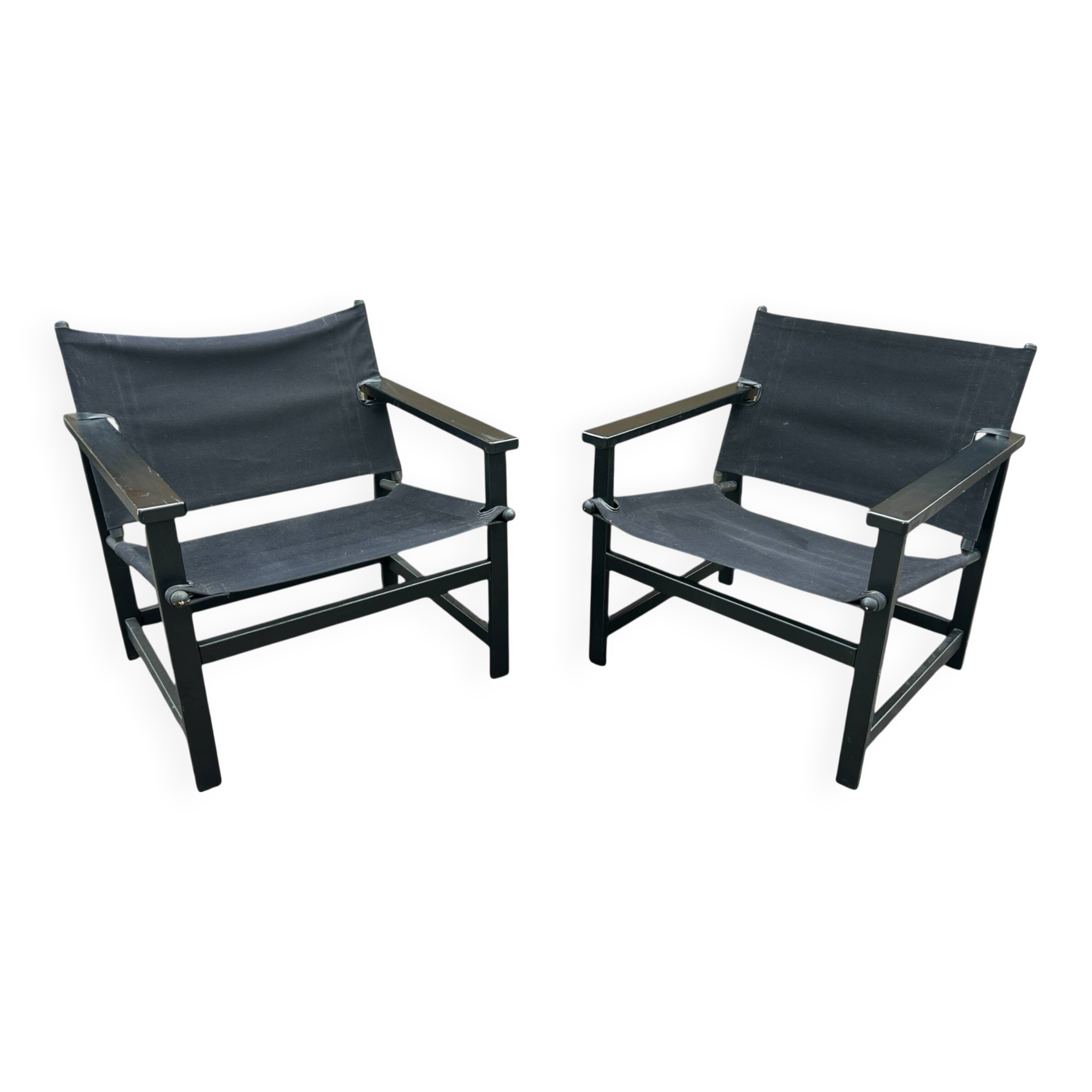 pair of Hyllinge Møbler safari armchairs