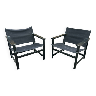 pair of Hyllinge Møbler safari armchairs