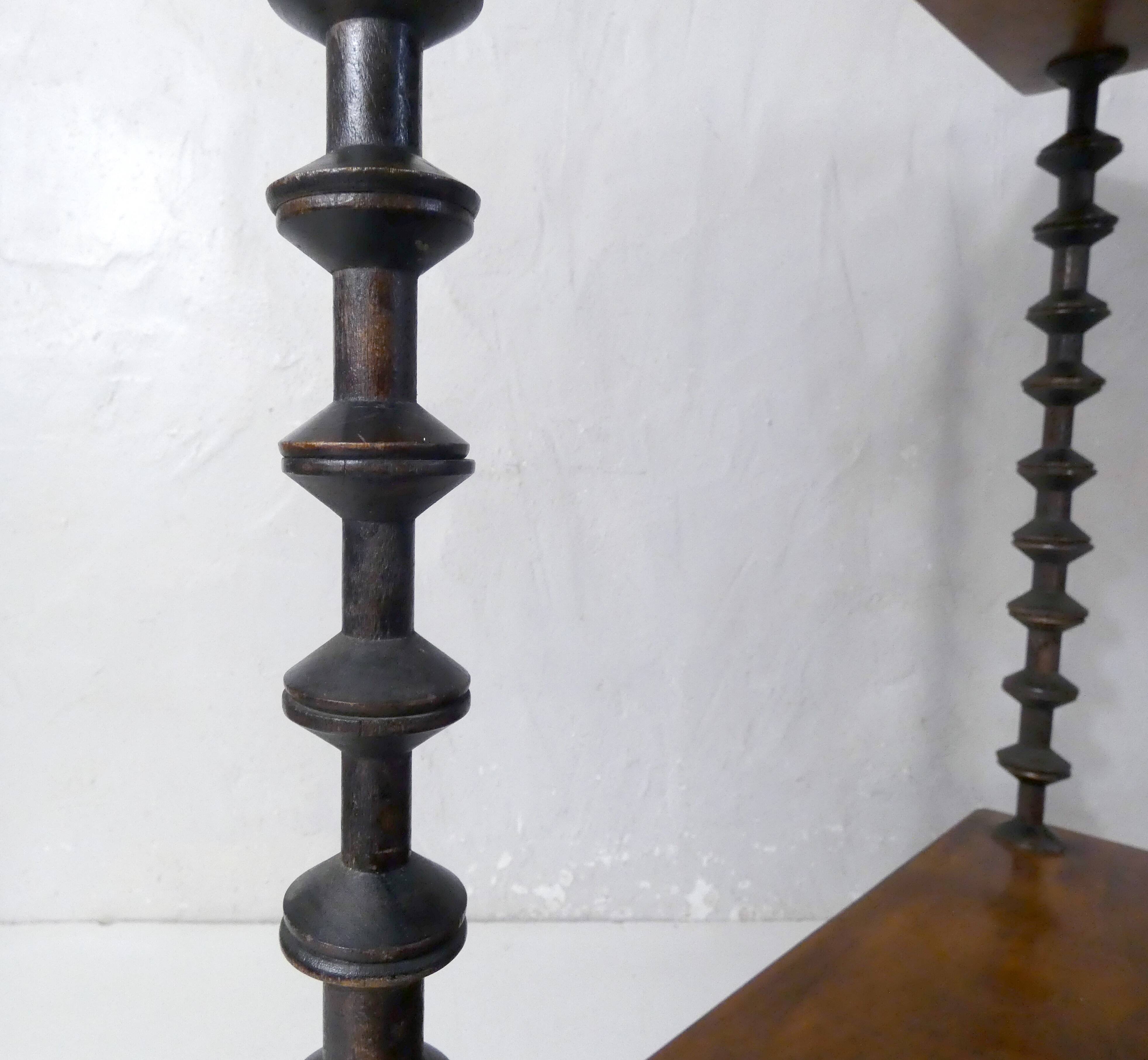 Antique wooden shelf with DMC spools – Industrial sideboard