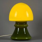 Vintage 1970s Flygsfors Orrefors Green Glass Mushroom Lamp, Sweden.