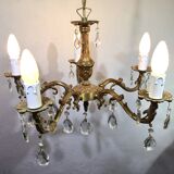 5-light chandelier in bronze and pendants